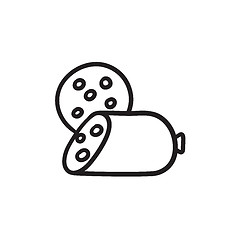 Image showing Sliced wurst sketch icon.