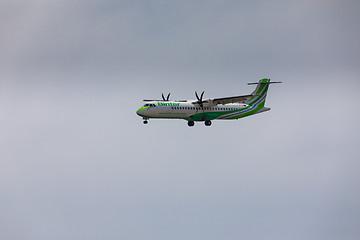 Image showing ARECIFE, SPAIN - APRIL, 16 2017: ATR 72 of Binter with the regis