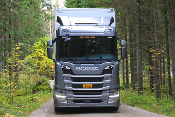 Image showing Scania R500 Truck Up Front in the Woods