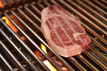 Image showing Beef steaks on the grill