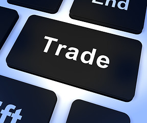 Image showing Trade Computer Key Represents Commerce Online