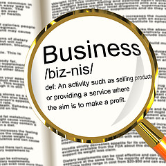 Image showing Business Definition Magnifier Showing Commerce Trade Or Company