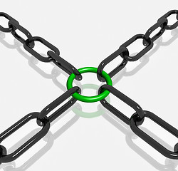 Image showing Green Link Chain Shows Strength Security