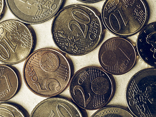 Image showing Vintage Euro coins flat lay