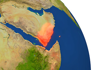 Image showing Map of Yemen in red