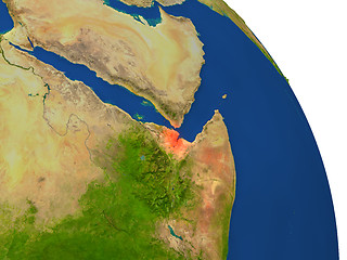 Image showing Map of Djibouti in red