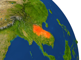 Image showing Map of Laos in red