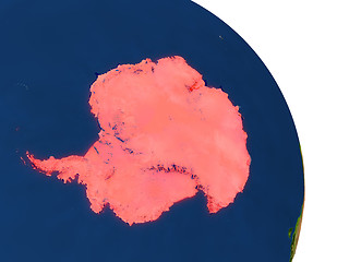 Image showing Map of Antarctica in red