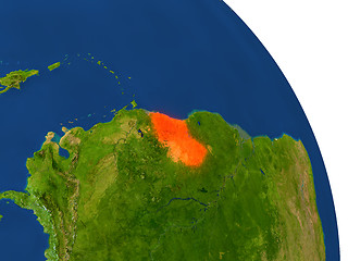 Image showing Map of Guyana in red