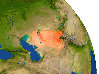 Image showing Map of Uzbekistan in red