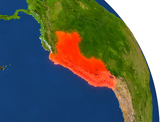 Image showing Map of Peru in red