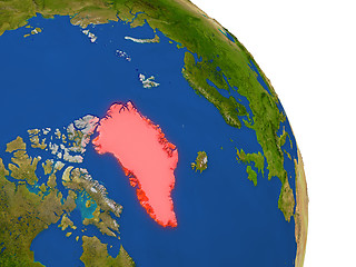 Image showing Map of Greenland in red