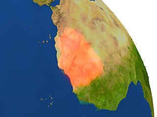 Image showing Map of Mauritania in red