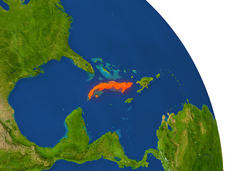 Image showing Map of Cuba in red