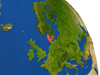 Image showing Map of Denmark in red