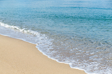 Image showing Sand beach and blue sky and sea