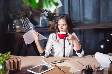 Image showing Portrait of a businesswoman who is working at office