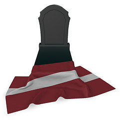 Image showing gravestone and flag of latvia - 3d rendering