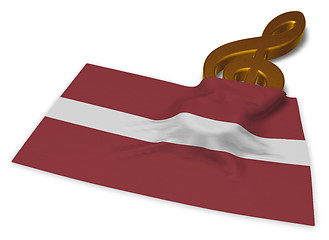 Image showing clef symbol and flag of latvia - 3d rendering