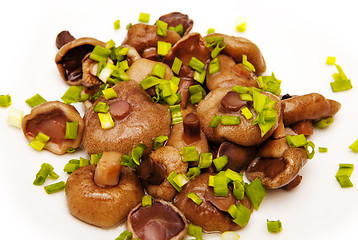 Image showing mushrooms with spices on white