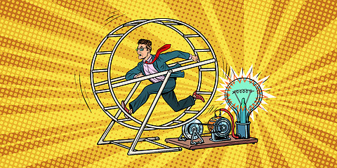 Image showing businessman in a squirrel wheel