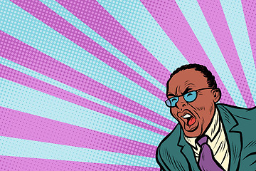 Image showing Pop art man shouting. African American people