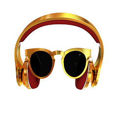 Image showing Sunglasses and headphone for your face. 3d illustration