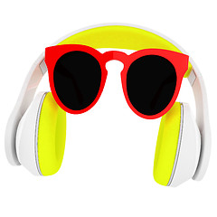 Image showing Sunglasses and headphone for your face. 3d illustration