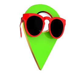 Image showing Glamour map pointer in sunglasses. 3d illustration