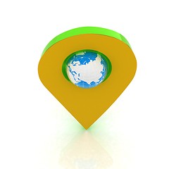 Image showing Realistic 3d pointer of map with Earth. Global concept. 3d illus