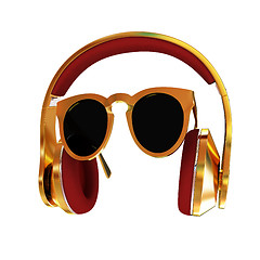 Image showing Sunglasses and headphone for your face. 3d illustration