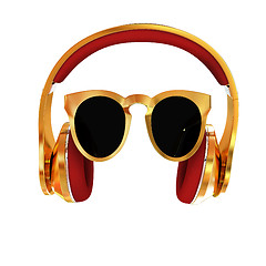 Image showing Sunglasses and headphone for your face. 3d illustration