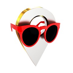 Image showing Glamour map pointer in sunglasses. 3d illustration