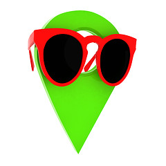 Image showing Glamour map pointer in sunglasses. 3d illustration