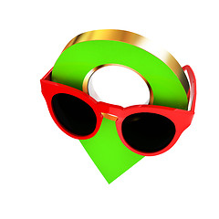 Image showing Glamour map pointer in sunglasses. 3d illustration