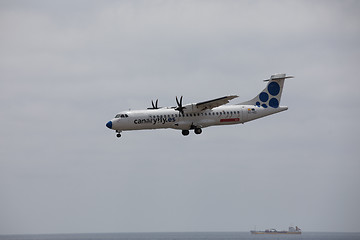 Image showing ARECIFE, SPAIN - APRIL, 15 2017: ATR 72 of CANARYFLY.es landing 