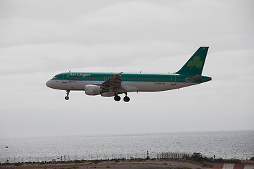 Image showing ARECIFE, SPAIN - APRIL, 15 2017: AirBus A320 of Aer Lingus ready