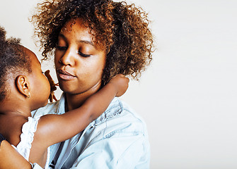 Image showing adorable sweet young afro-american mother with cute little daugh