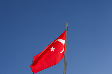 Image showing National flag of Turkey on a flagpole