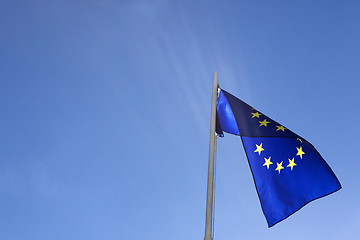 Image showing Flag of European Union on a flagpole