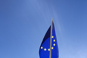 Image showing Flag of European Union on a flagpole