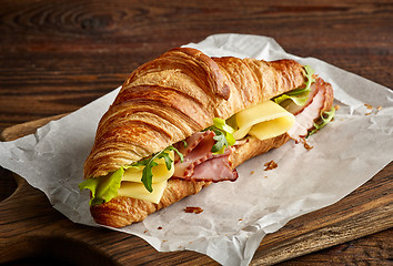 Image showing Croissant sandwich with cheese and ham