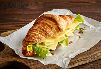 Image showing Croissant sandwich with cheese and salad