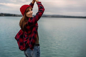 Image showing Girl on the lake