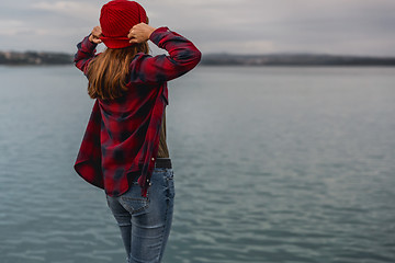 Image showing Girl on the lake