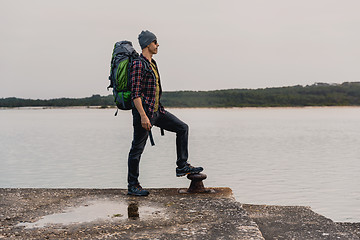 Image showing Man Traveling Backpack