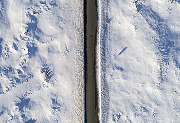 Image showing Aerial icy road\r