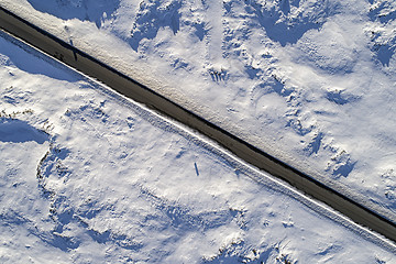 Image showing Aerial icy road\r