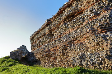 Image showing Roman castle walls at Burgh Castle in Norfolk