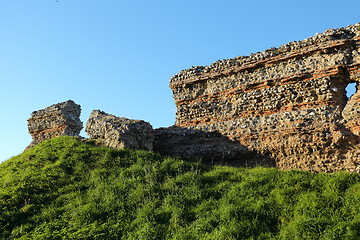 Image showing Roman castle walls at Burgh Castle in Norfolk